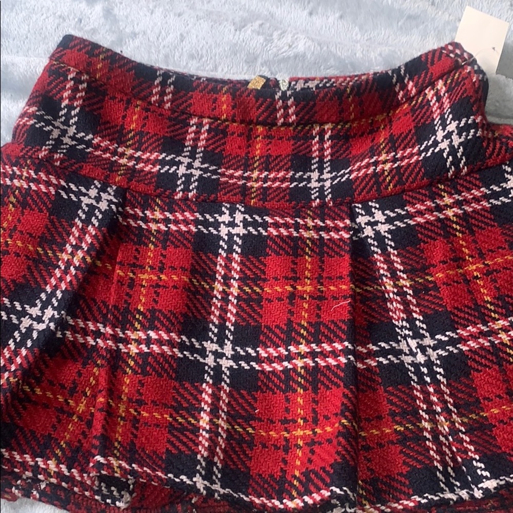 Plaid pleated mini skirt